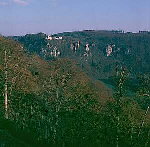 Burg Wildenstein im Vorfrühling von der Höhe gegenüber