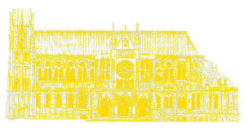 Chartres, Kathedrale Notre-Dame, Südansicht;
Klick: Bild 108kB: Chartres, Kathedrale, große Südansicht-Zeichnung, Türme gekürzt