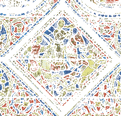 Klick: Bild 365kB: Chartres, Kathedrale,
Fenster nördliches Seitenschiff des Langhauses
