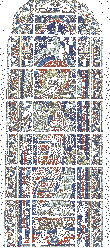 Klick: Bild 150kB: Chartres, Kathedrale, Glasfenster des Chorhauptes