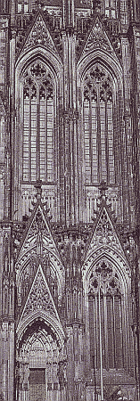 Köln, Dom, Ausschnitt aus dem Südwestturm;
Klick: Bilder 76,7kB: Köln, die große Kathedrale