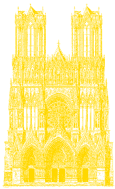 Reims, Kathedrale, Westansicht, Maßstab 1:500;
Klick: Bild 1,56MB!: Reims, Westansicht, ab 1240